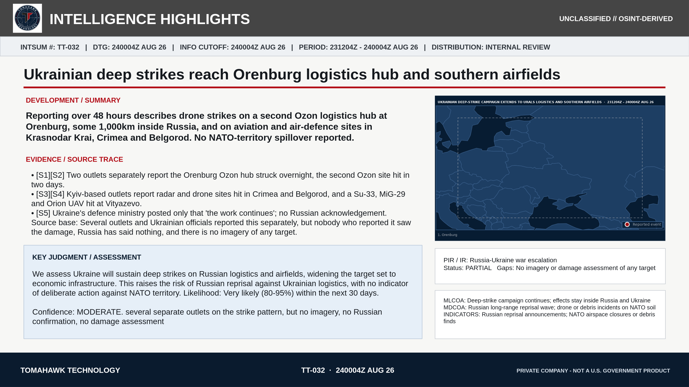 Ukrainian deep strikes reach Orenburg logistics hub and southern airfields