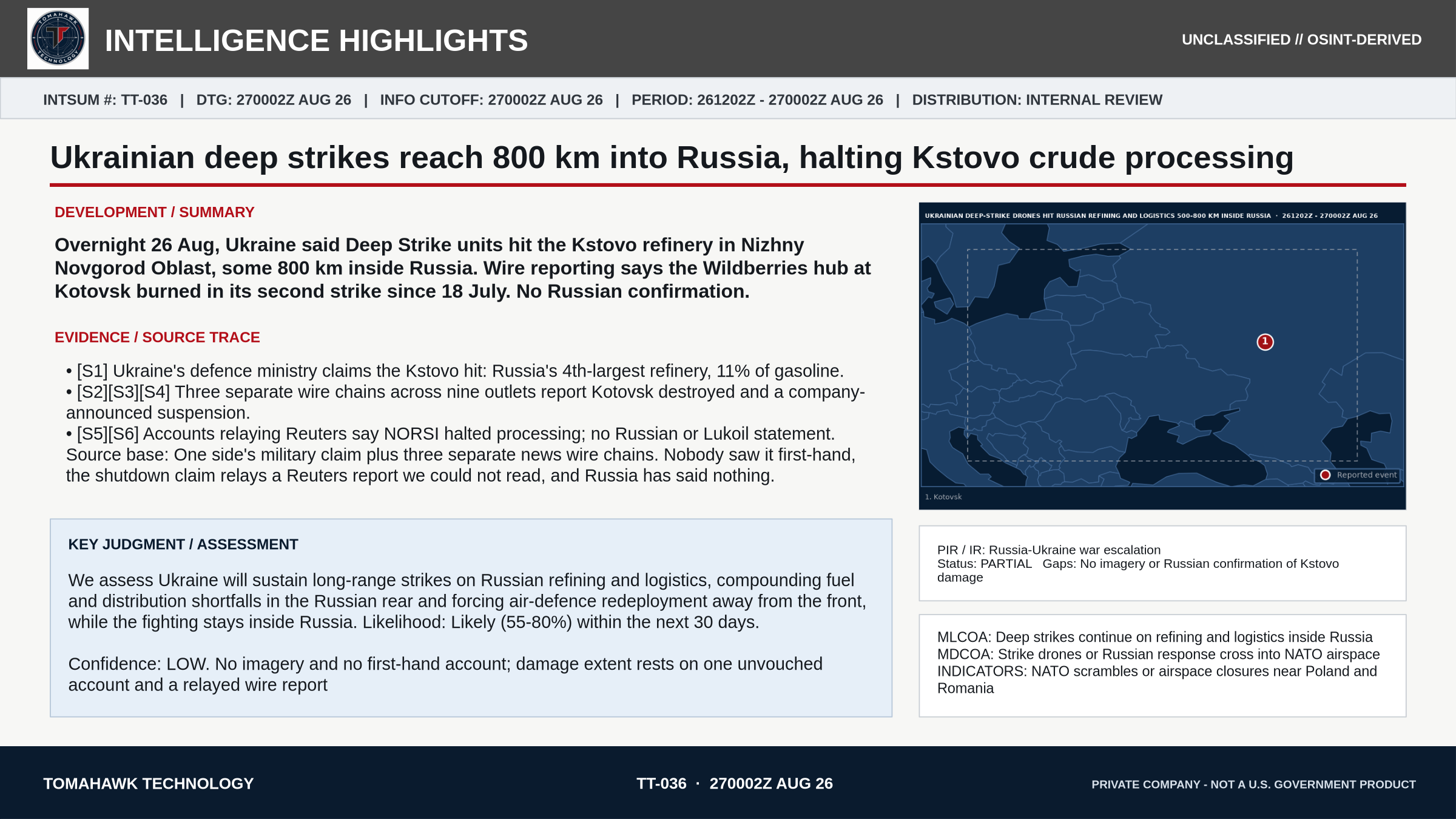 Ukrainian deep strikes reach 800 km into Russia, halting Kstovo crude processing
