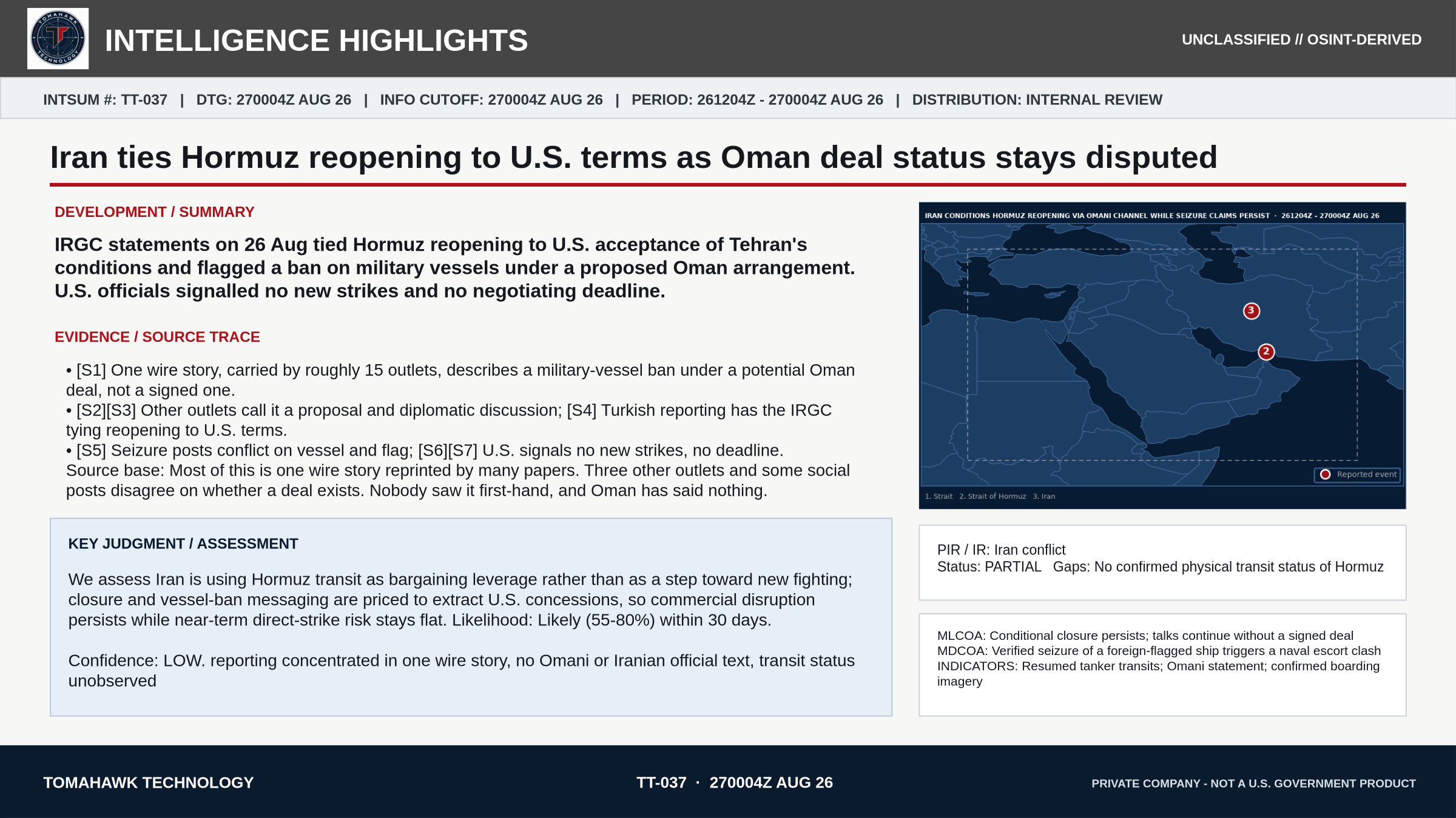 Iran ties Hormuz reopening to U.S. terms as Oman deal status stays disputed