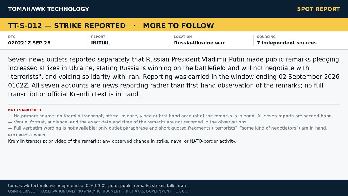 Putin Publicly Pledges Increased Strikes on Ukraine, Rules Out Negotiations, Voices Support for Iran