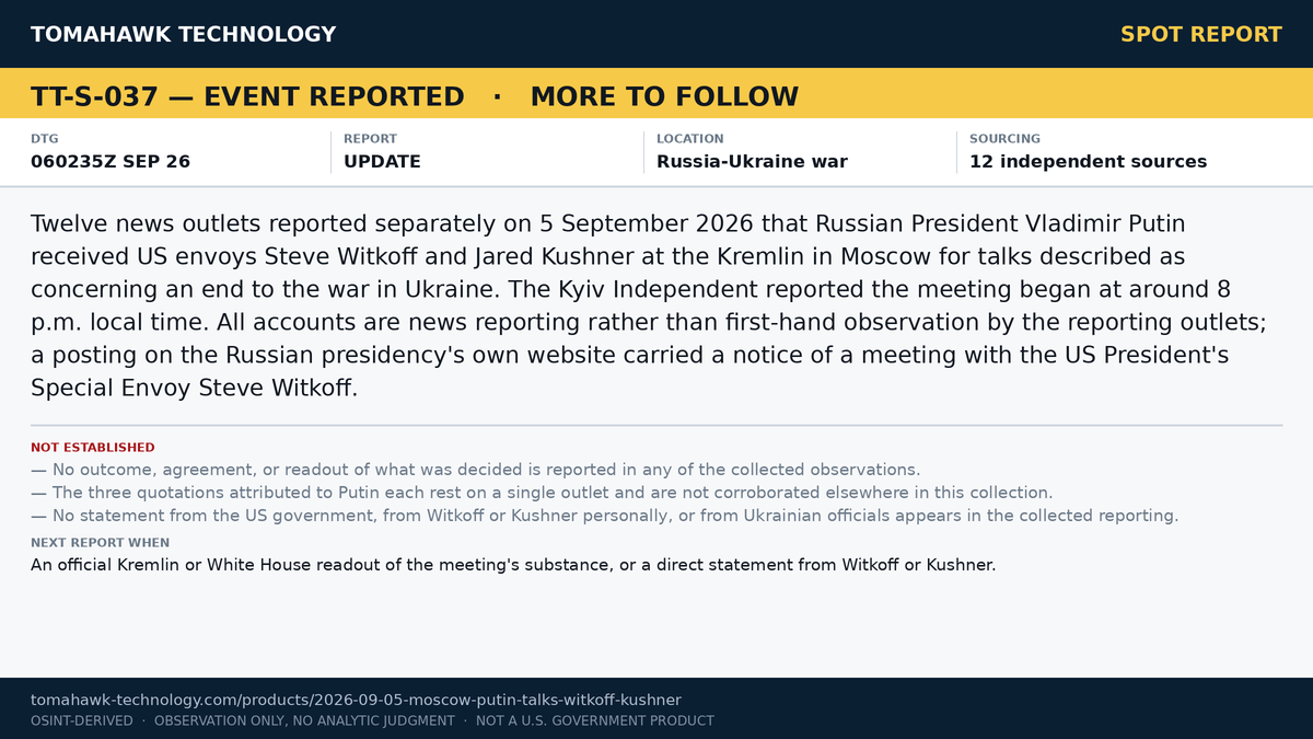 Putin Meets US Envoys Witkoff and Kushner at the Kremlin
